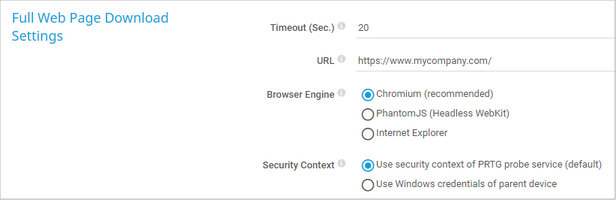 Full Web Page Download Settings